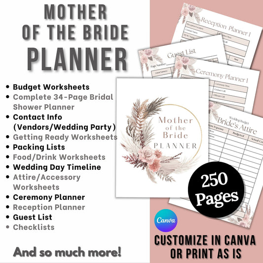 Mother of the Bride Wedding Planner (Boho Design)