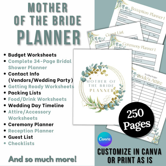 Mother of the Bride Wedding Planner (Green and Gold)